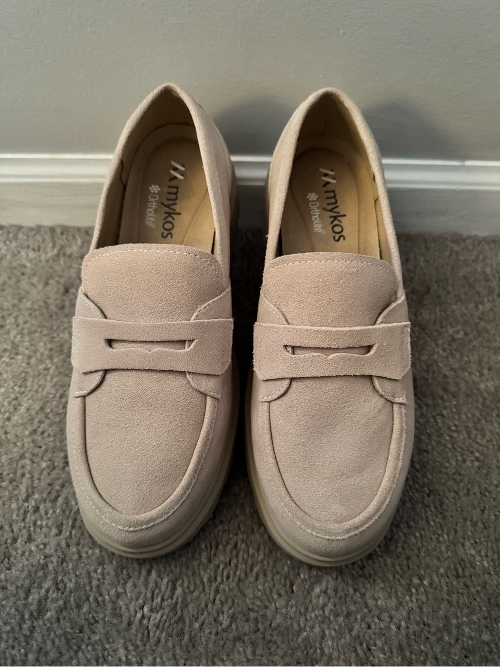 Mykos Women's Suede Penny Loafers in Light Beige
